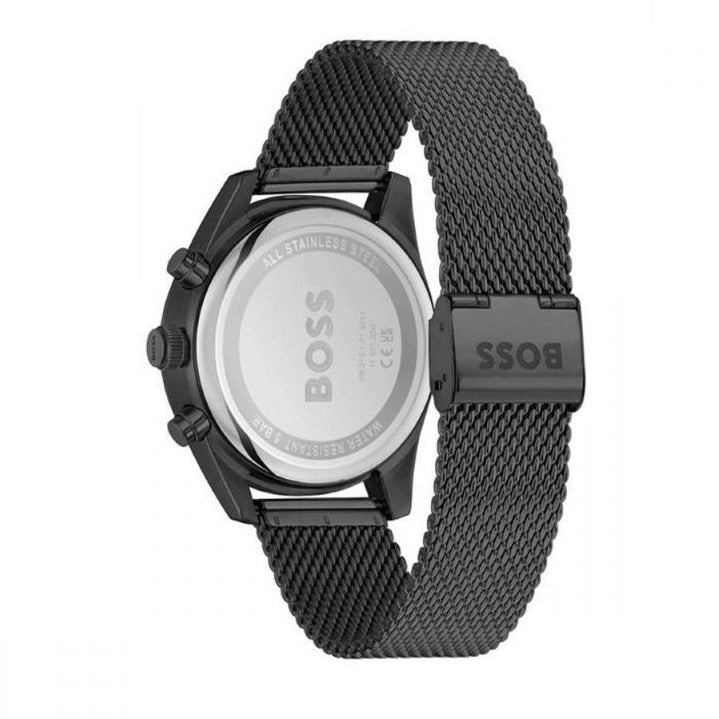Hugo Boss Skytraveller Chronograph Black Dial Black Mesh Strap Watch for Men - 1514150