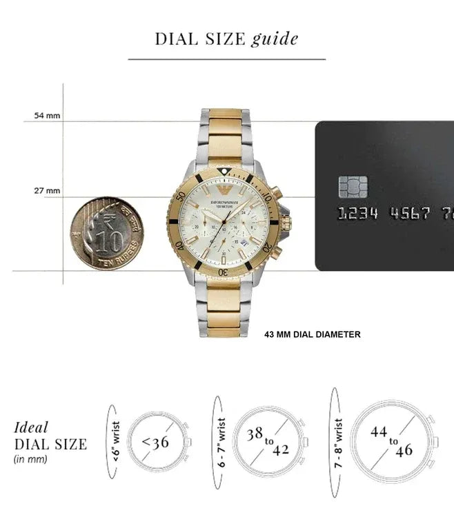 Emporio Armani World Explorer Chronograph Cream Dial Two Tone Steel Strap Watch for Men - AR11606