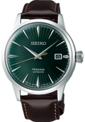 Seiko Presage Cocktail Time Automatic Green Dial Brown Leather Strap Watch for Men - SRPD37J1