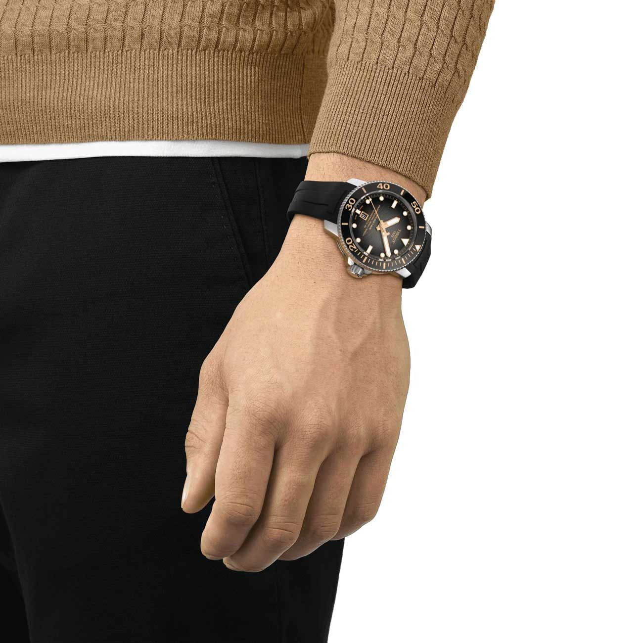 Tissot Seastar 2000 Professional Powermatic 80 Black Dial Black Rubber Strap Watch for Men - T120.607.17.441.01