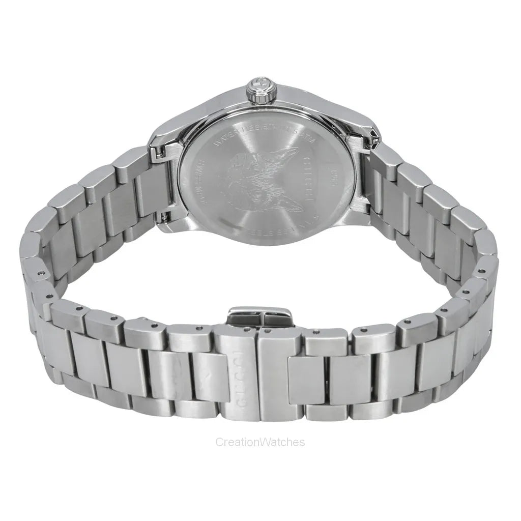 Gucci G Timeless Diamonds Pink Mother of Pearl Dial Silver Steel Strap Watch for Women - YA1265025