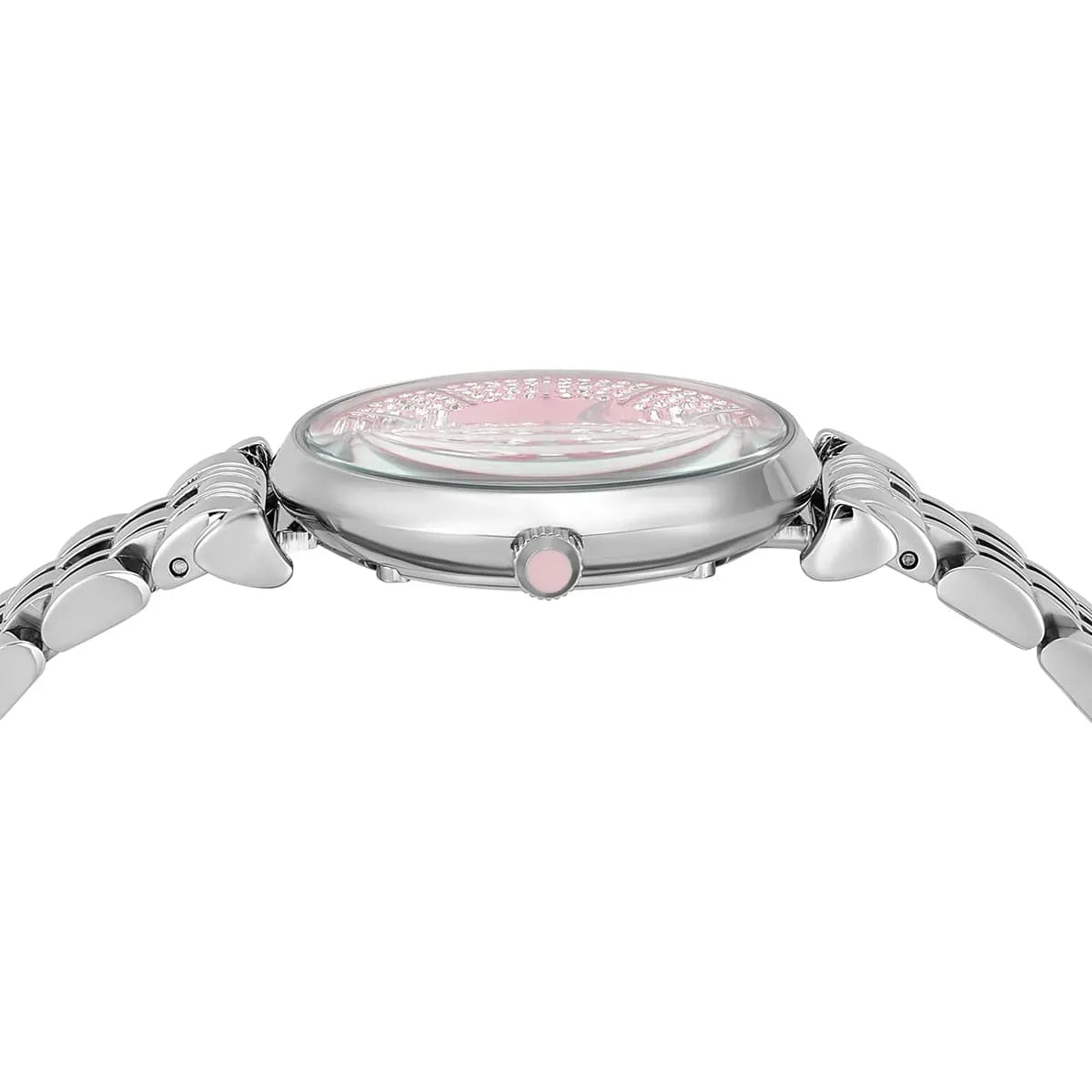 Emporio Armani Gianni T-Bar Pink Dial Silver Steel Strap Watch for Women - AR11686