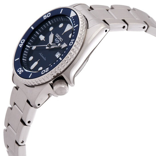 Seiko 5 Sports SKX Street Denim Blue Dial Silver Steel Strap Watch for Men - SRPL77K1