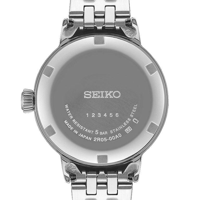 Seiko Presage Cocktail Time Automatic Diamonds White Dial Silver Steel Strap Watch for Women - SRE017J1