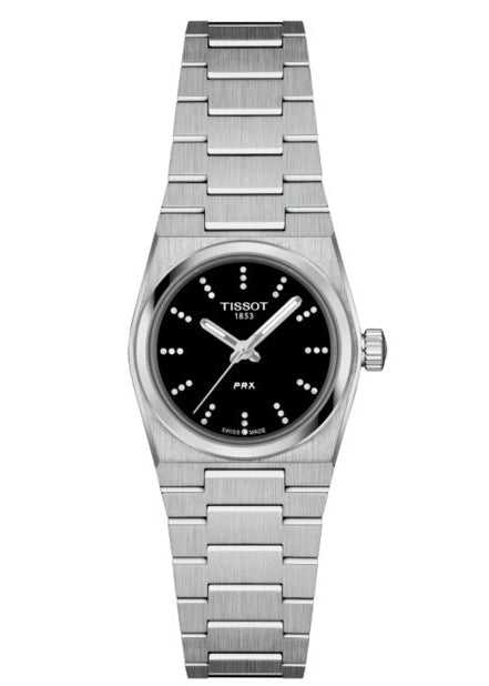 Tissot PRX Quartz Diamonds Black Dial Silver Steel Strap Watch for Women - T137.010.11.056.00