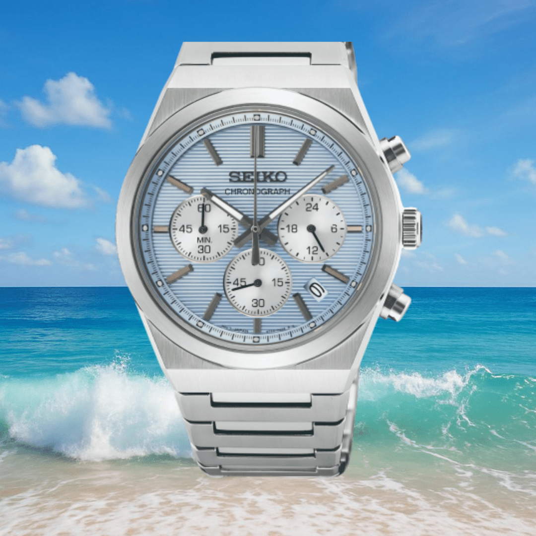 Seiko Conceptual Chronograph Ice Blue Dial Silver Steel Strap Watch for Men - SSB459P1