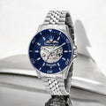 Maserati SFIDA Skeleton Automatic Blue Dial Silver Steel Strap Watch for Men - R8823140011