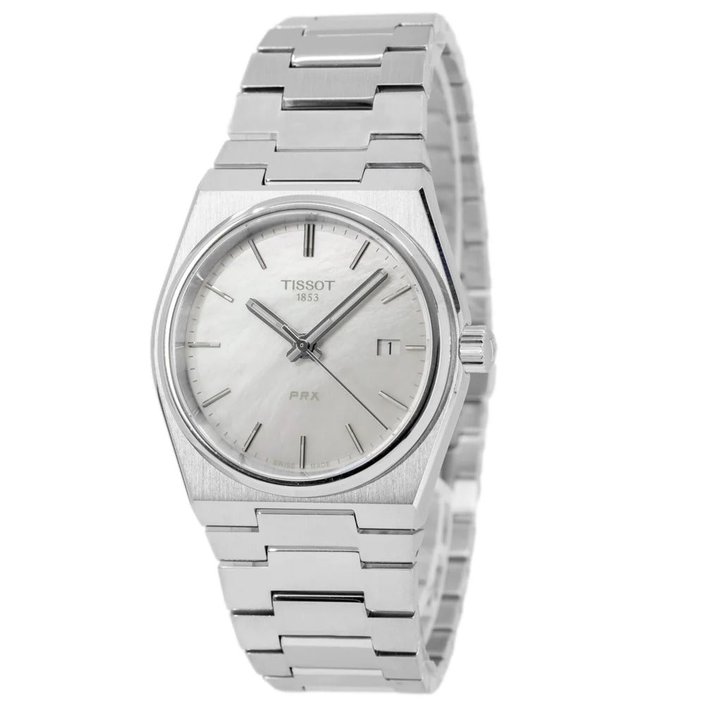 Tissot PRX Quartz Mother of Pearl Dial Silver Steel Strap Watch for Women- T137.210.11.111.00