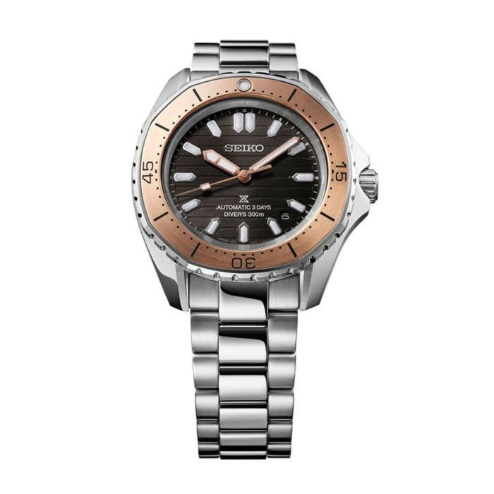 Seiko Prospex Polygonal Sea Diver Automatic Black Dial Silver Steel Strap Watch for Men - SPB485J1