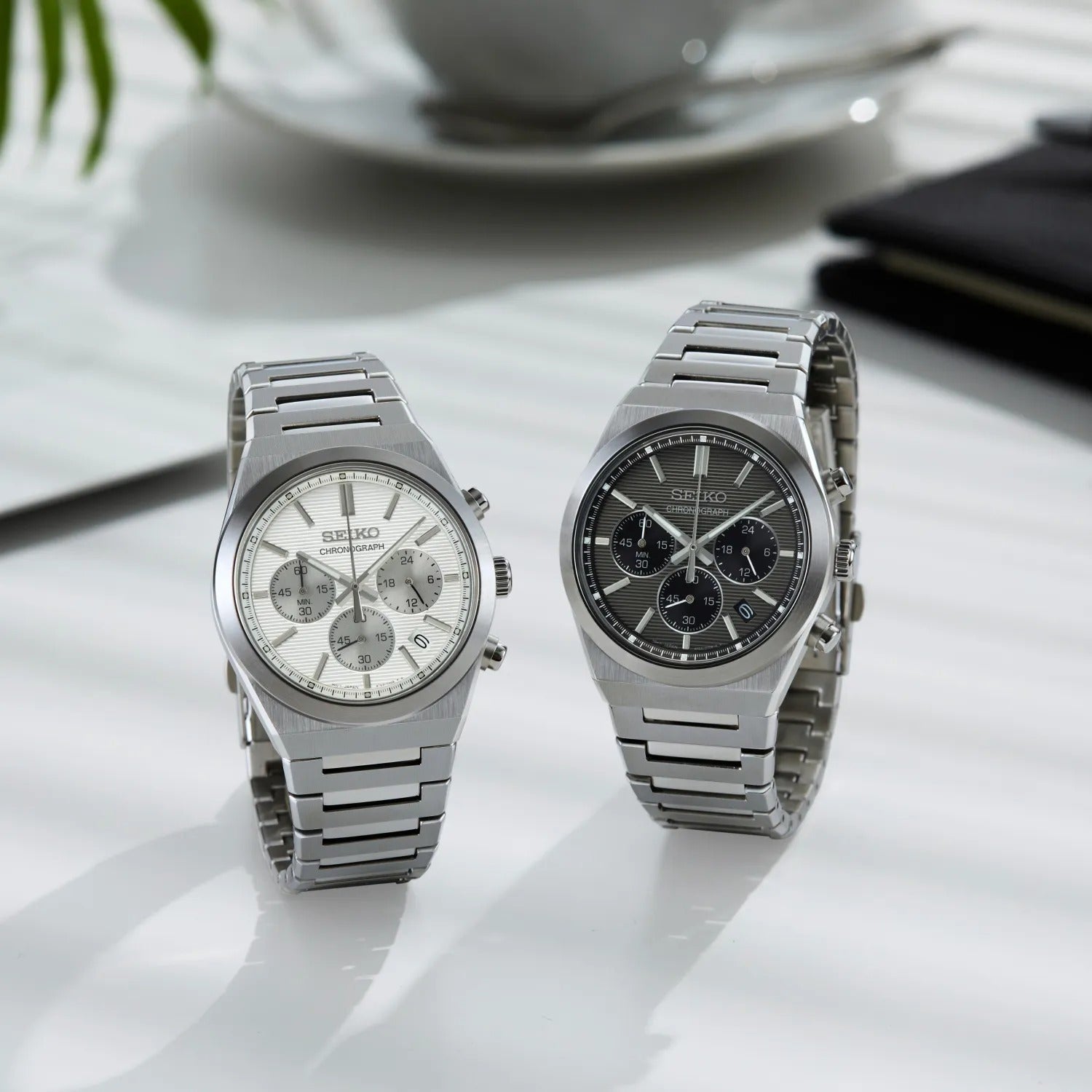 Seiko Conceptual Chronograph White Dial Silver Steel Strap Watch for Men - SSB451P1