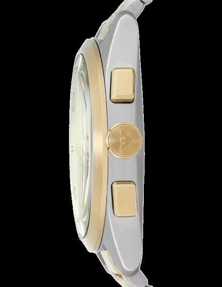 Emporio Armani Elegant Chronograph Cream Dial Two Tone Steel Strap Watch for Men - AR11605