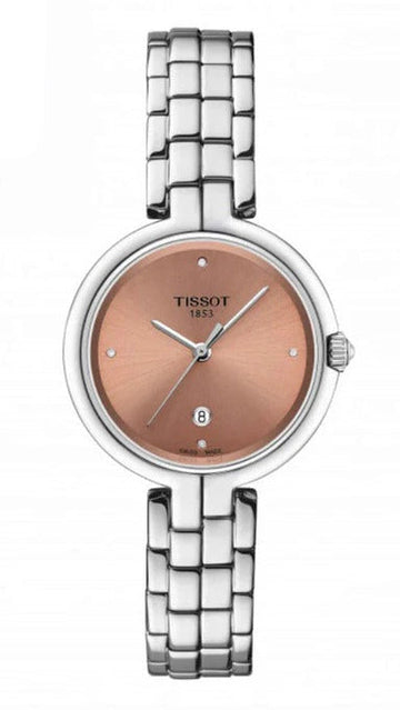Tissot T-Lady Flamingo Diamonds Pink Dial Silver Steel Strap Watch for Women - T094.210.11.336.00