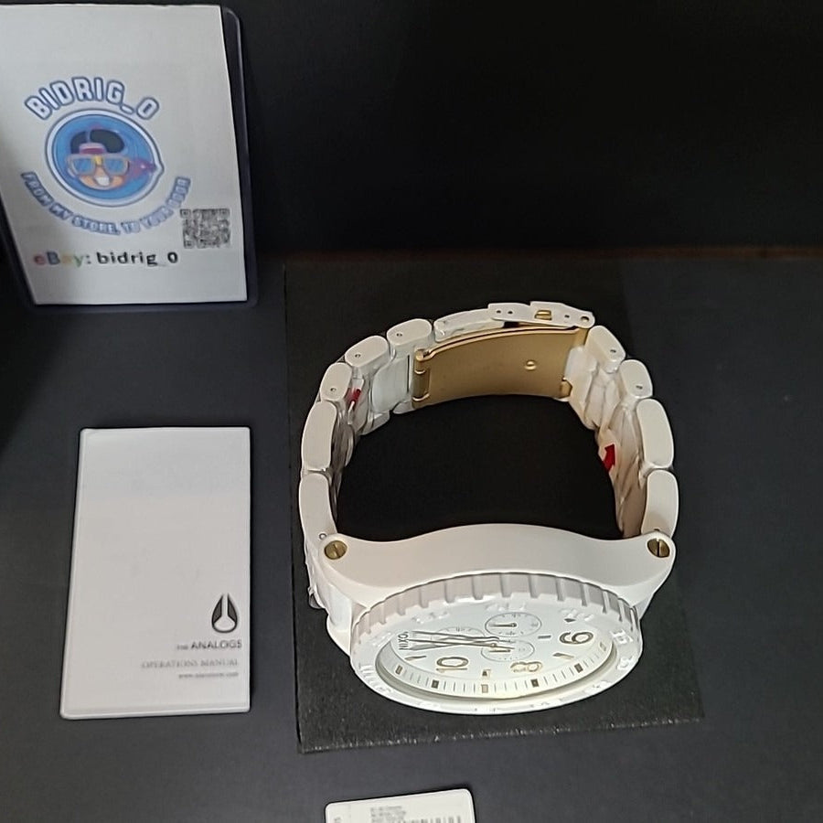 Nixon 51-30 Chronograph White Dial White Steel Strap Watch for Men - A083-1035