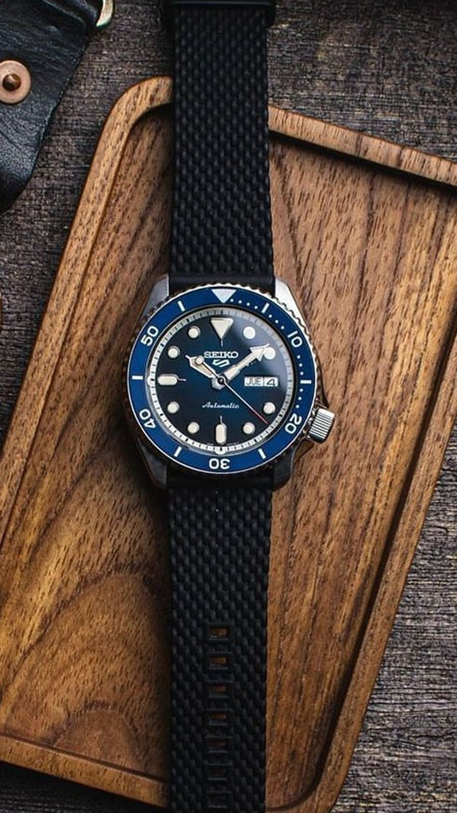 Seiko 5 Sports SKX Automatic Blue Dial Blue Silicone Strap Watch for Men - SRPD71K2