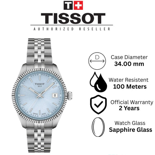 Tissot Ballade Quartz Blue Dial Silver Steel Strap Watch for Women - T156.210.11.351.00
