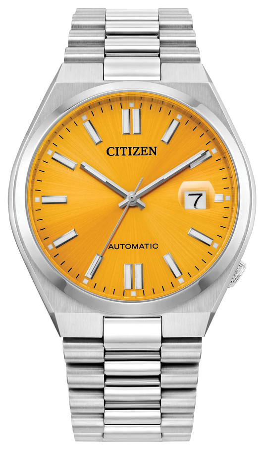 Citizen Tsuyosa Automatic Yellow Dial Silver Steel Strap Watch for Men - NJ0150-56Z