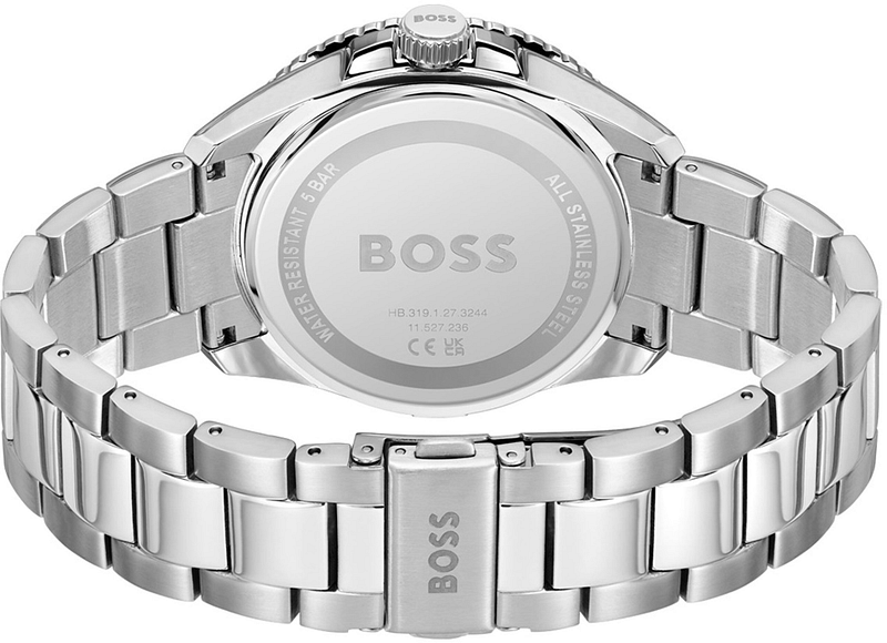 Hugo Boss Runner 3H Green Dial Silver Steel Strap Watch for Men - 1514208