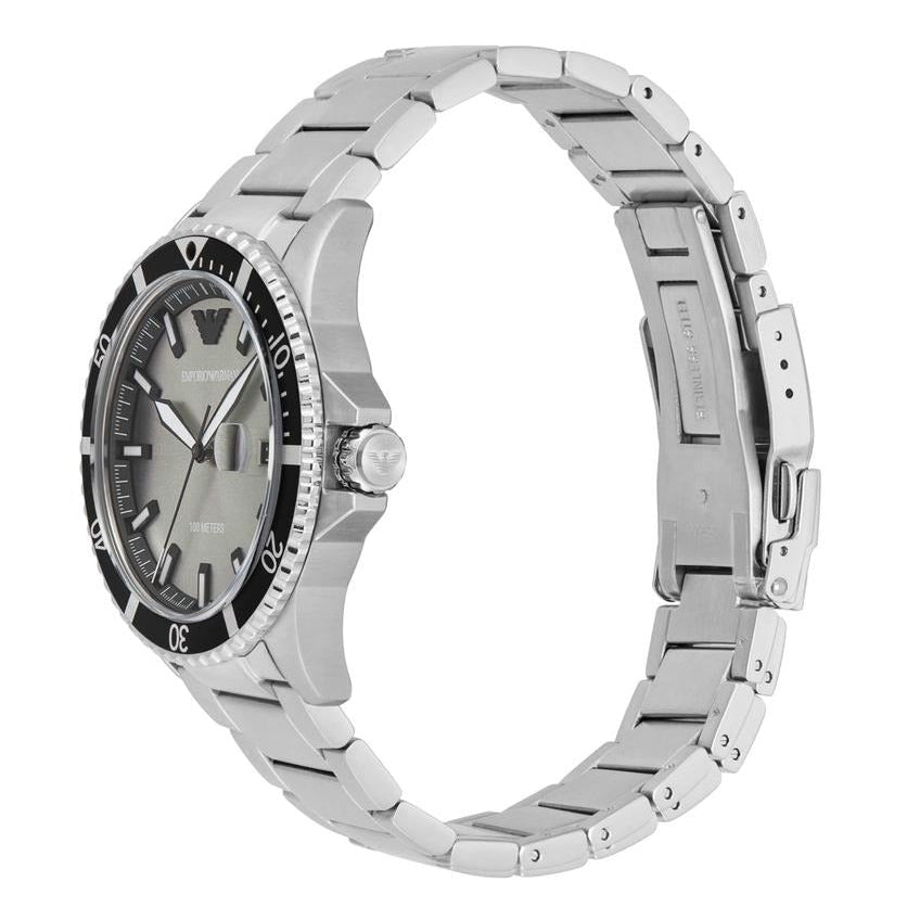 Emporio Armani World Explorer Silver Dial Silver Steel Strap Watch for Men - AR11683