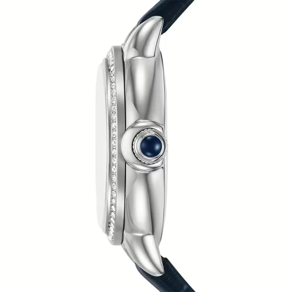 Emporio Armani Mia Moonphase Blue Dial Blue Leather Strap Watch for Women - AR11629