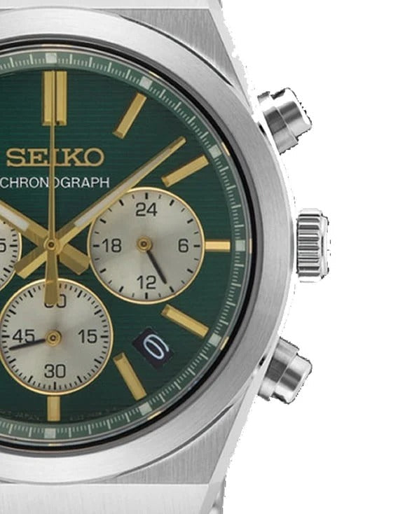 Seiko Sport Conceptual Chronograph Green Dial Silver Steel Strap Watch for Men - SSB461P1
