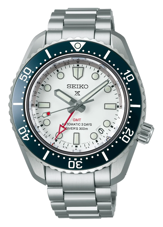 Seiko Prospex 1968 Heritage Diver's GMT 60th Anniversary White Dial Silver Steel Strap Watch for Men - SPB519J1