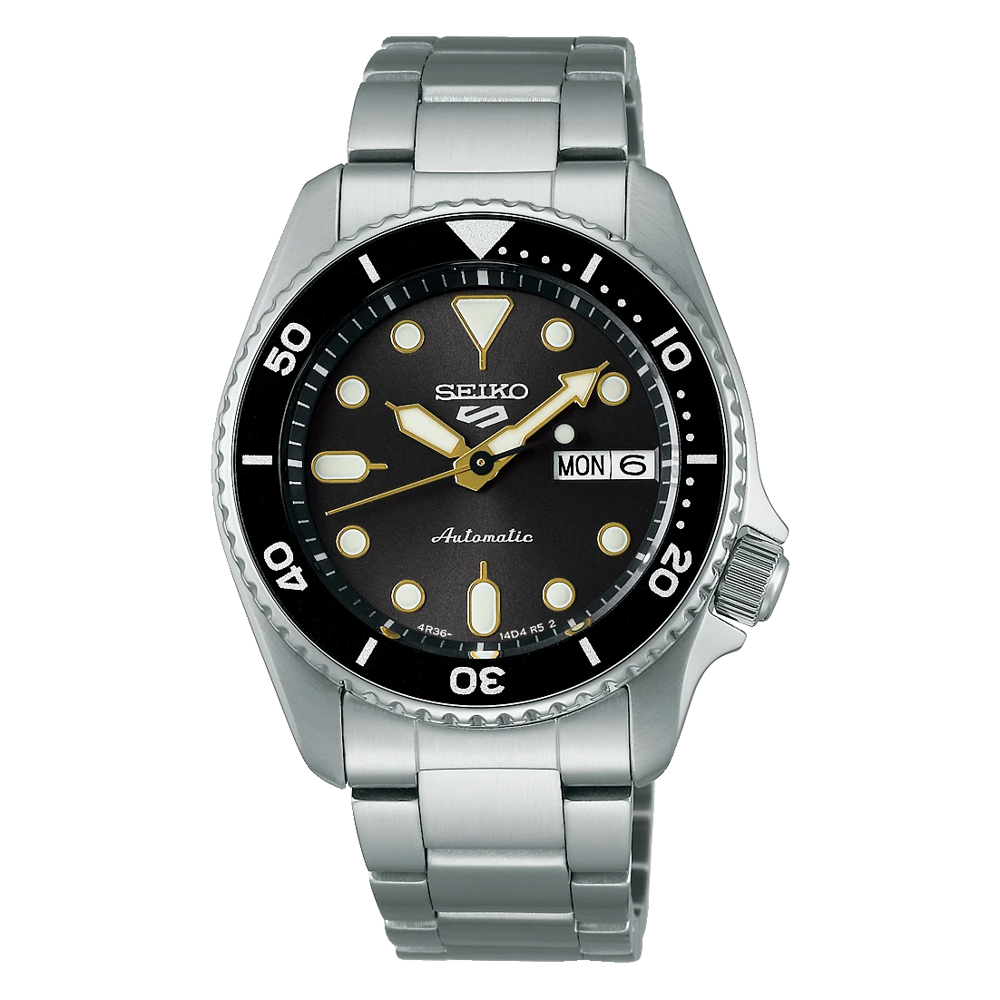Seiko 5 Sports SKX Street Stonewash Black Dial Silver Steel Strap Watch for Men - SRPL79K1