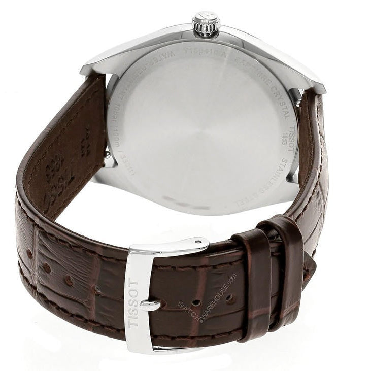 Tissot PR 100 Quartz Silver Dial Black Leather Strap Watch for Men - T150.410.16.031.00
