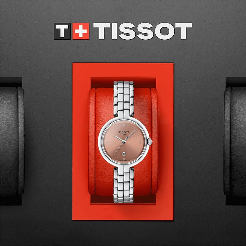 Tissot T-Lady Flamingo Diamonds Pink Dial Silver Steel Strap Watch for Women - T094.210.11.336.00