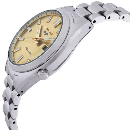 Seiko 5 Sports Automatic Gold Dial Silver Steel Strap Watch for Men - SRPL59K1