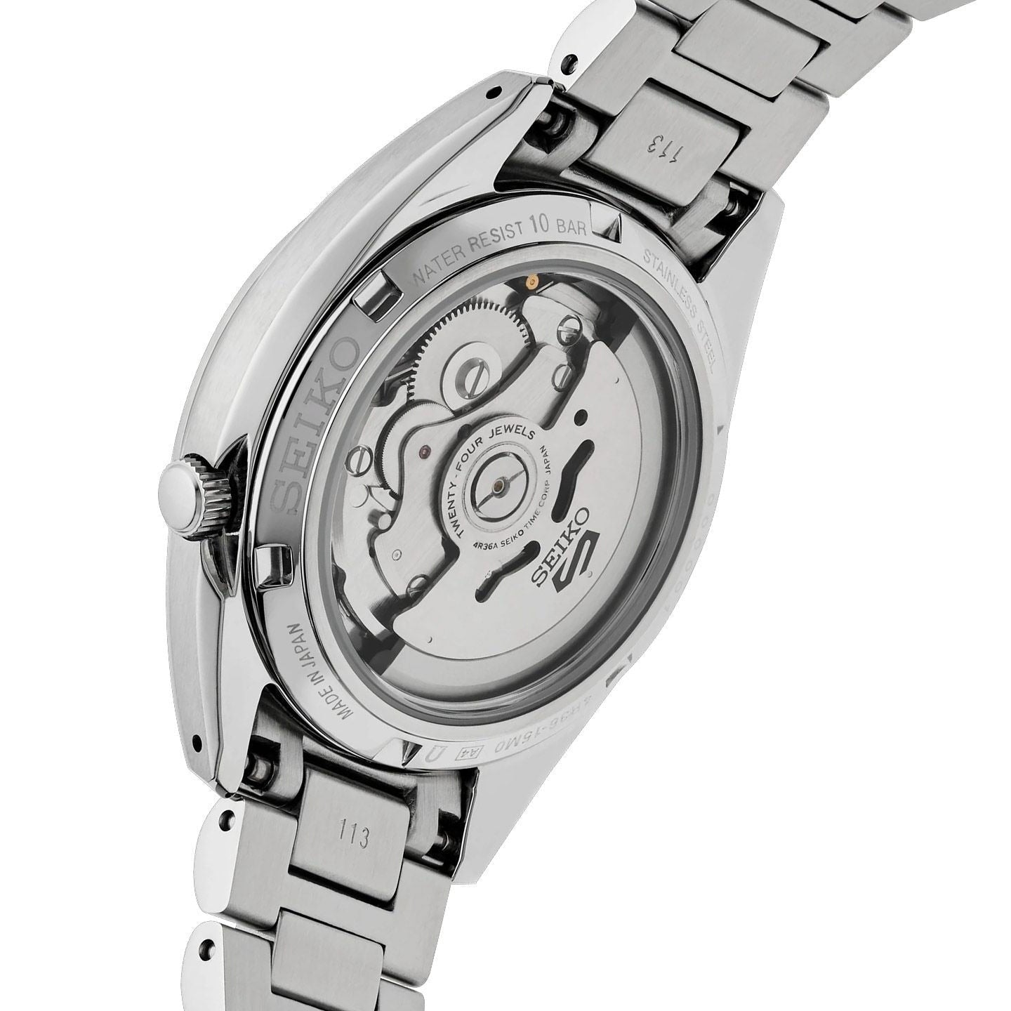 Seiko 5 Sports Automatic Green Dial Silver Steel Strap Watch for Men - SRPL57K1