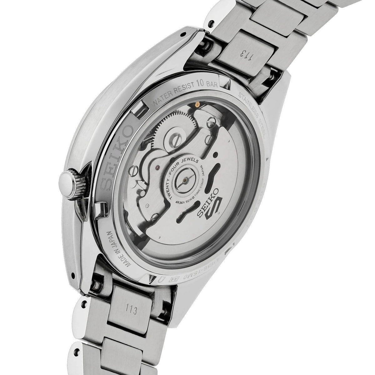 Seiko 5 Sports Automatic Green Dial Silver Steel Strap Watch for Men - SRPL57K1