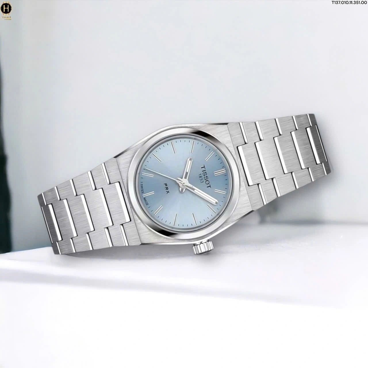 Tissot PRX Quartz Ice Blue Dial Silver Steel Strap Watch for Women - T137.010.11.351.00