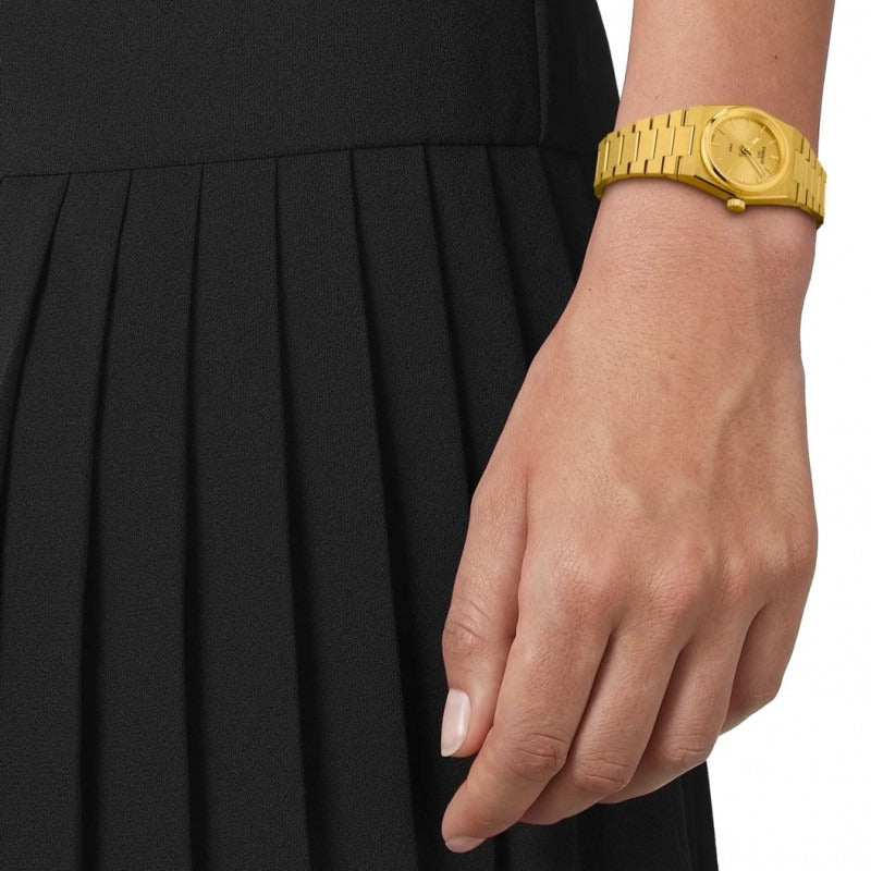 Tissot PRX 25mm Gold DIal Gold Steel Strap Watch for Women - T137.010.33.021.00