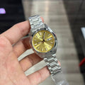 Seiko 5 Sports SNXS Automatic Gold Dial Silver Steel Strap Watch for Men - SRPL59K1
