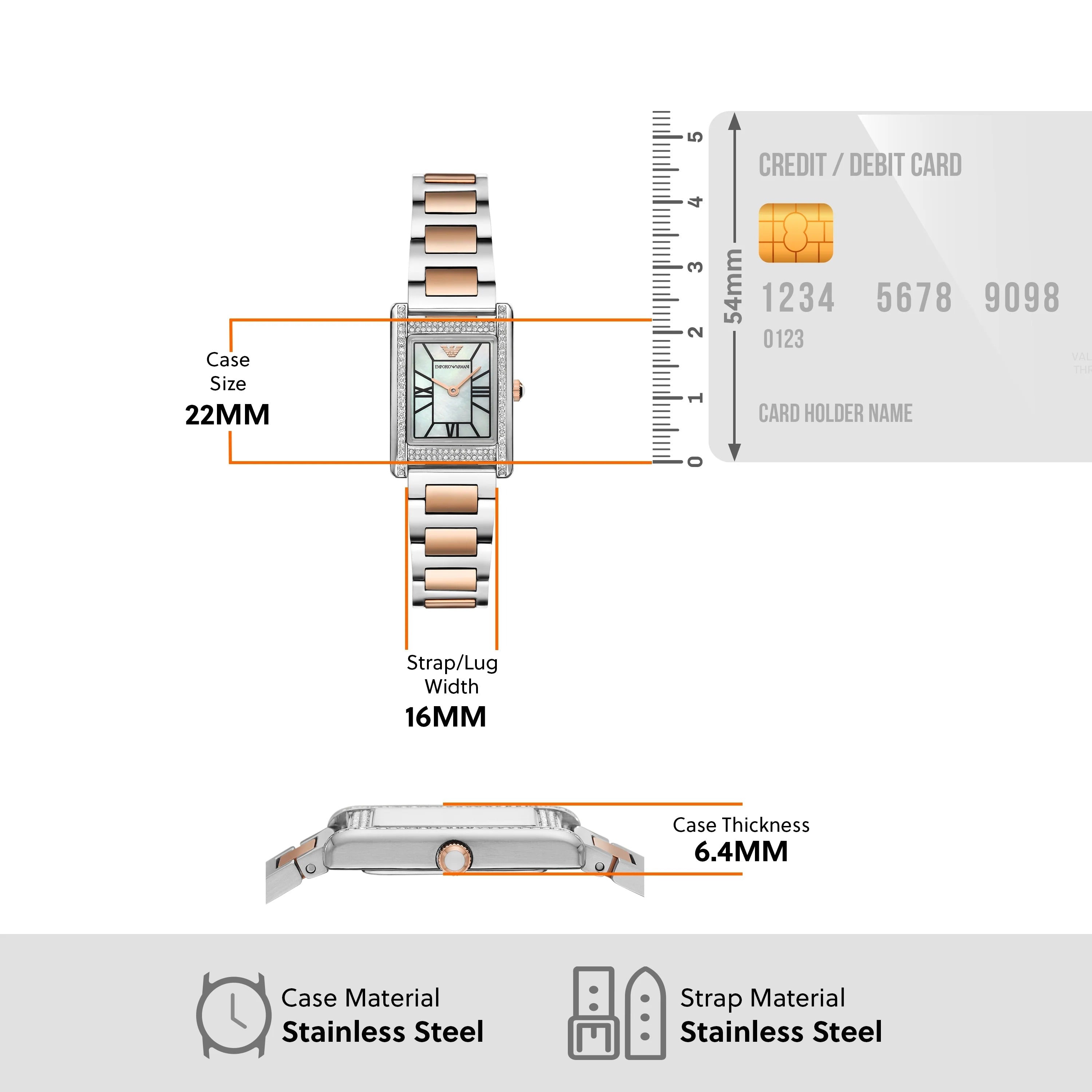 Emporio Armani Genni Mother of Pearl Dial Two Tone Steel Strap Watch for Women - AR11626