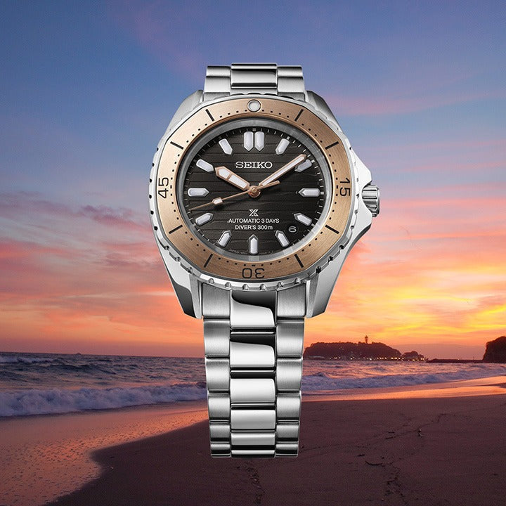 Seiko Prospex Polygonal Sea Diver Automatic Black Dial Silver Steel Strap Watch for Men - SPB485J1