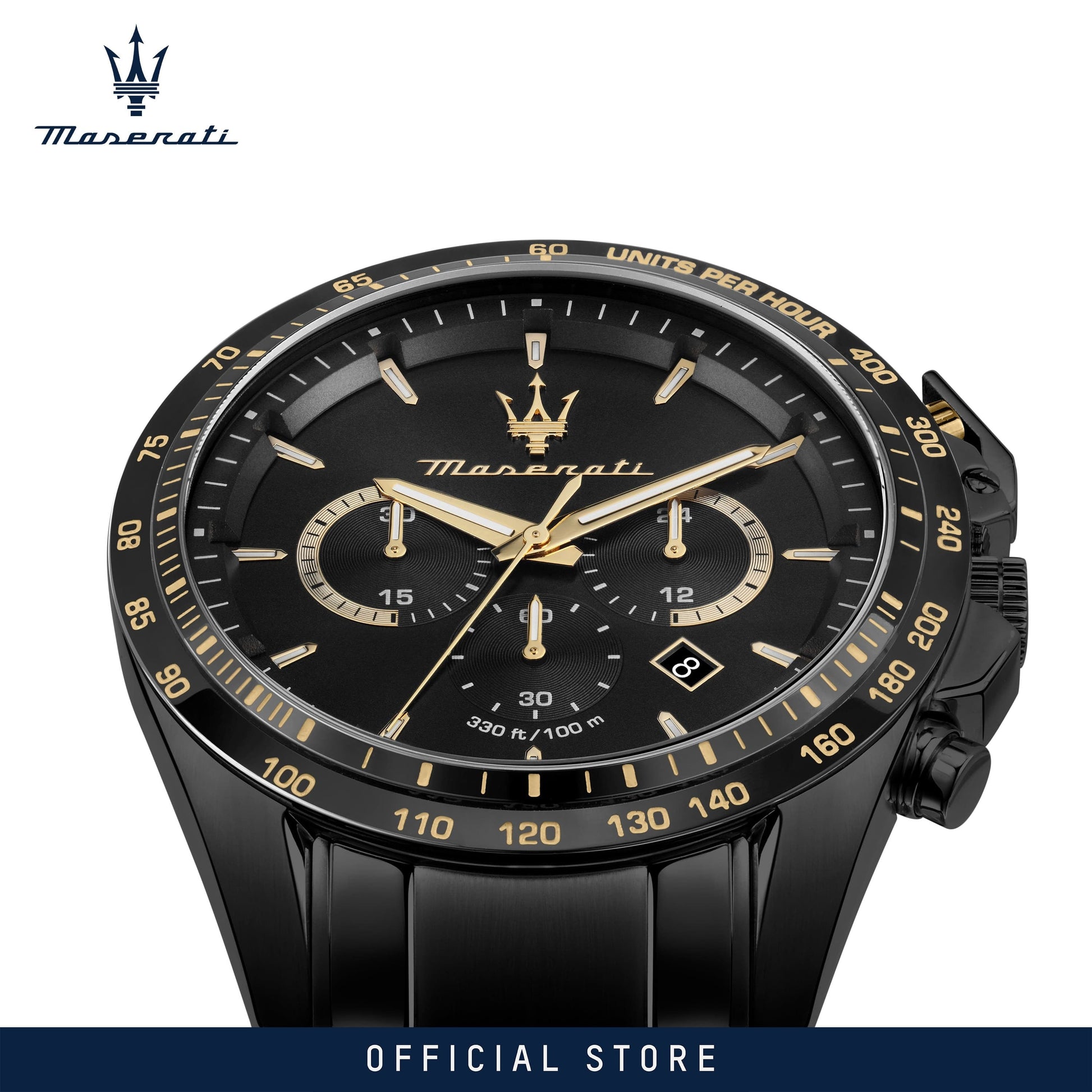 Maserati Traguardo Limited Edition Chronograph Black Dial Black Steel Strap Watch for Men - R8873612051