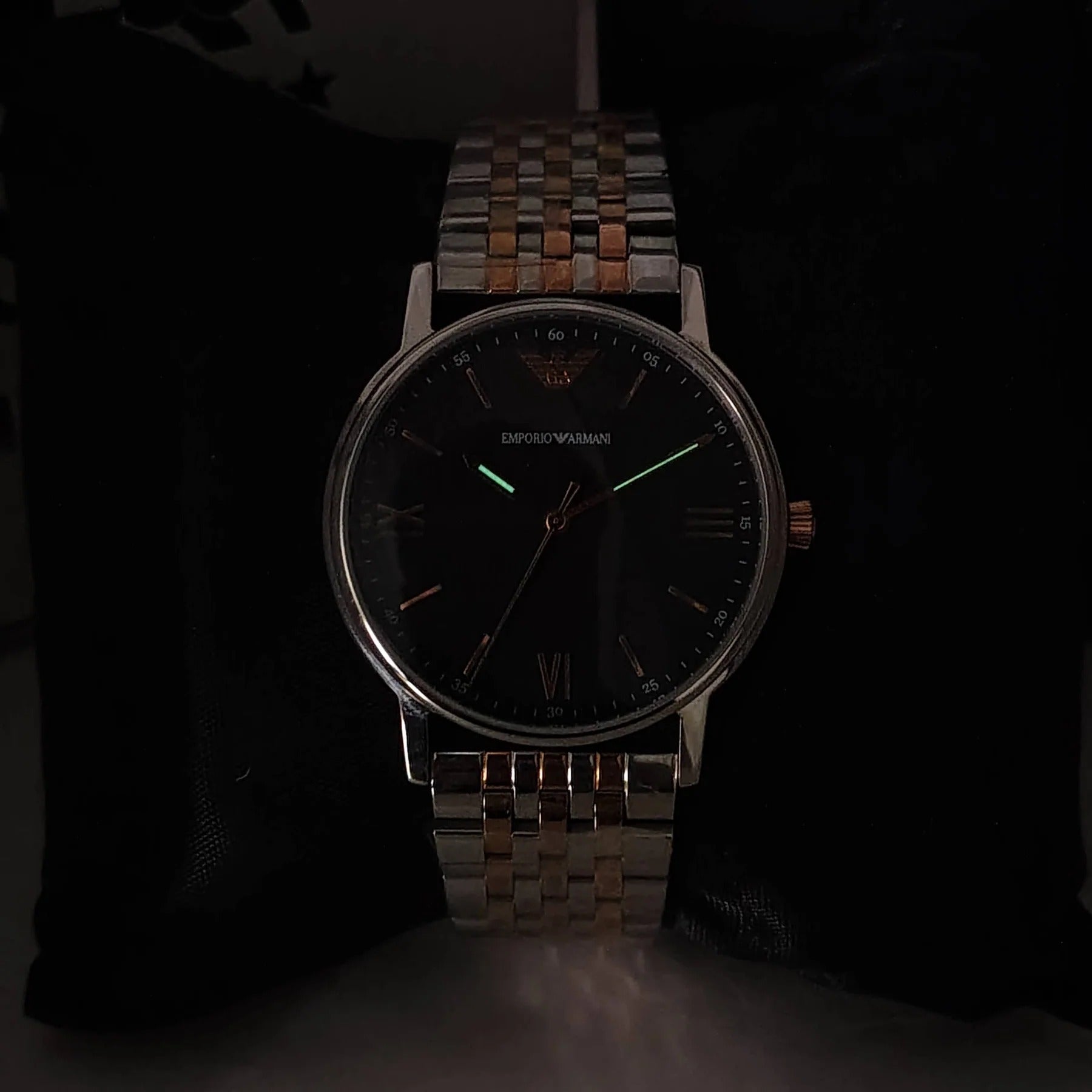 Emporio Armani Kappa Gray Dial Two Tone Steel Strap Watch for Men - AR11121