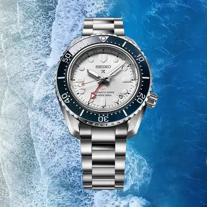 Seiko Prospex 1968 Heritage Diver's GMT 60th Anniversary White Dial Silver Steel Strap Watch for Men - SPB519J1