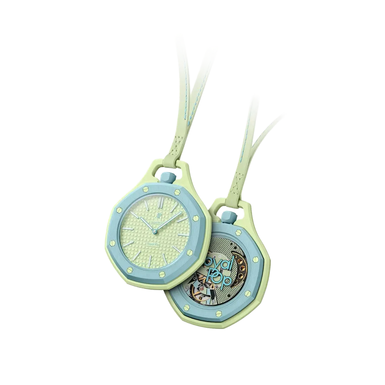 Swatch x AP Royal Pop Lime Green Dial Lime Green Leather Strap Watch for Men - Blaue Acht
