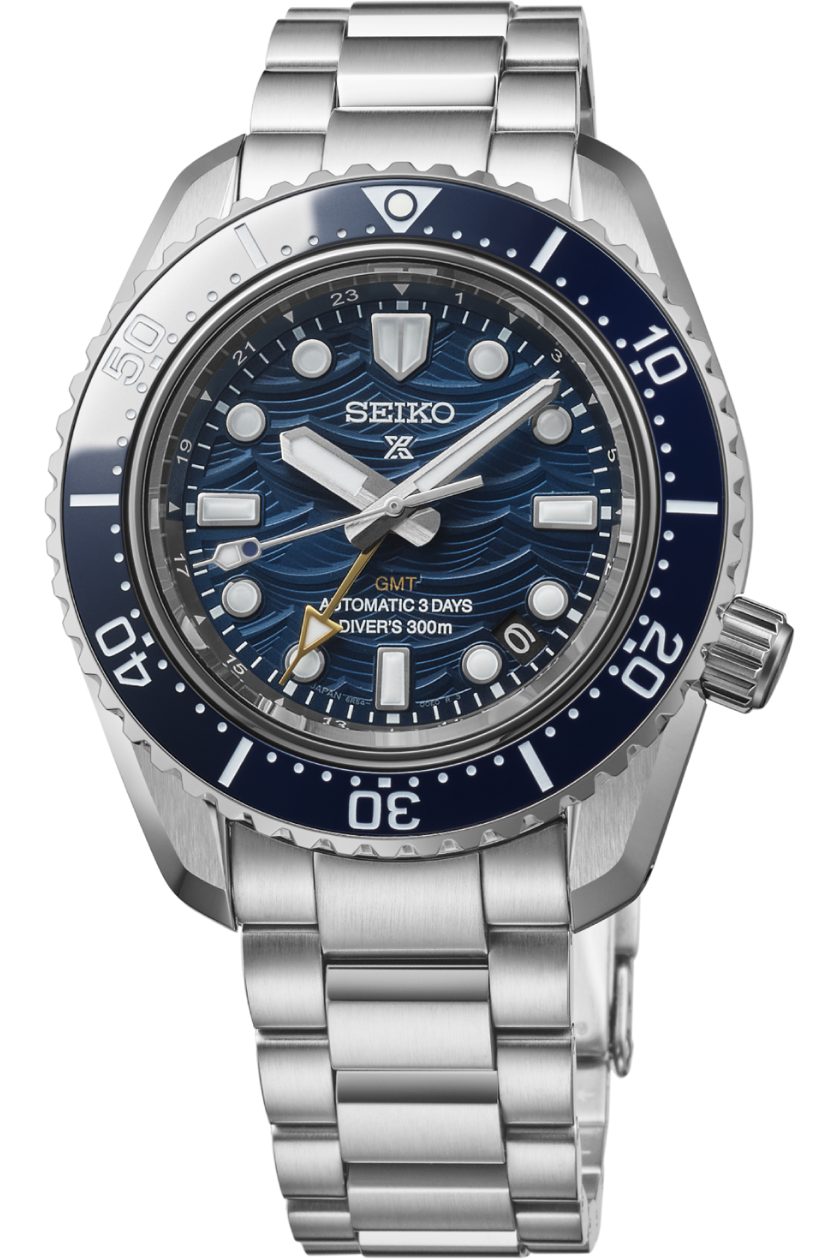 Seiko Prospex 1968 Heritage Divers GMT The Great Wave Limited Edition Blue Dial Silver Steel Strap Watch for Men - SPB509J1