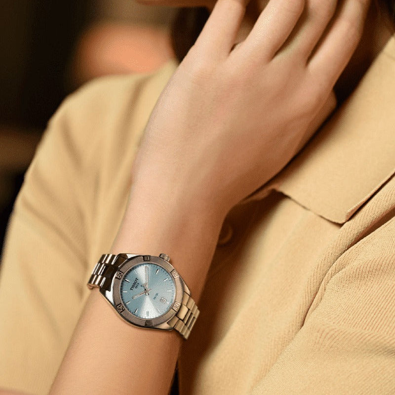 Tissot PR 100 Sport Chic Lady Blue Dial Silver Steel Strap Watch for Women - T101.910.11.351.00