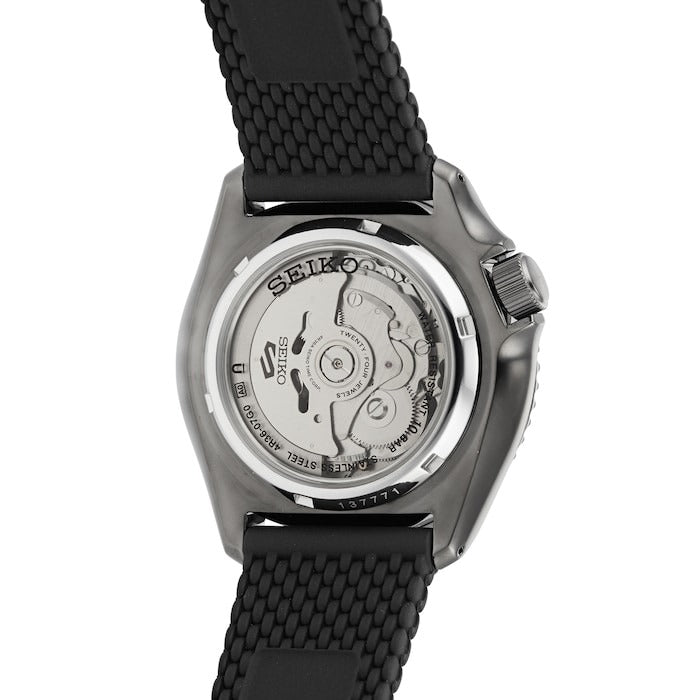 Seiko 5 Sports SKX Series Automatic Black Dial Black Silicone Strap Watch for Men - SRPD65K2