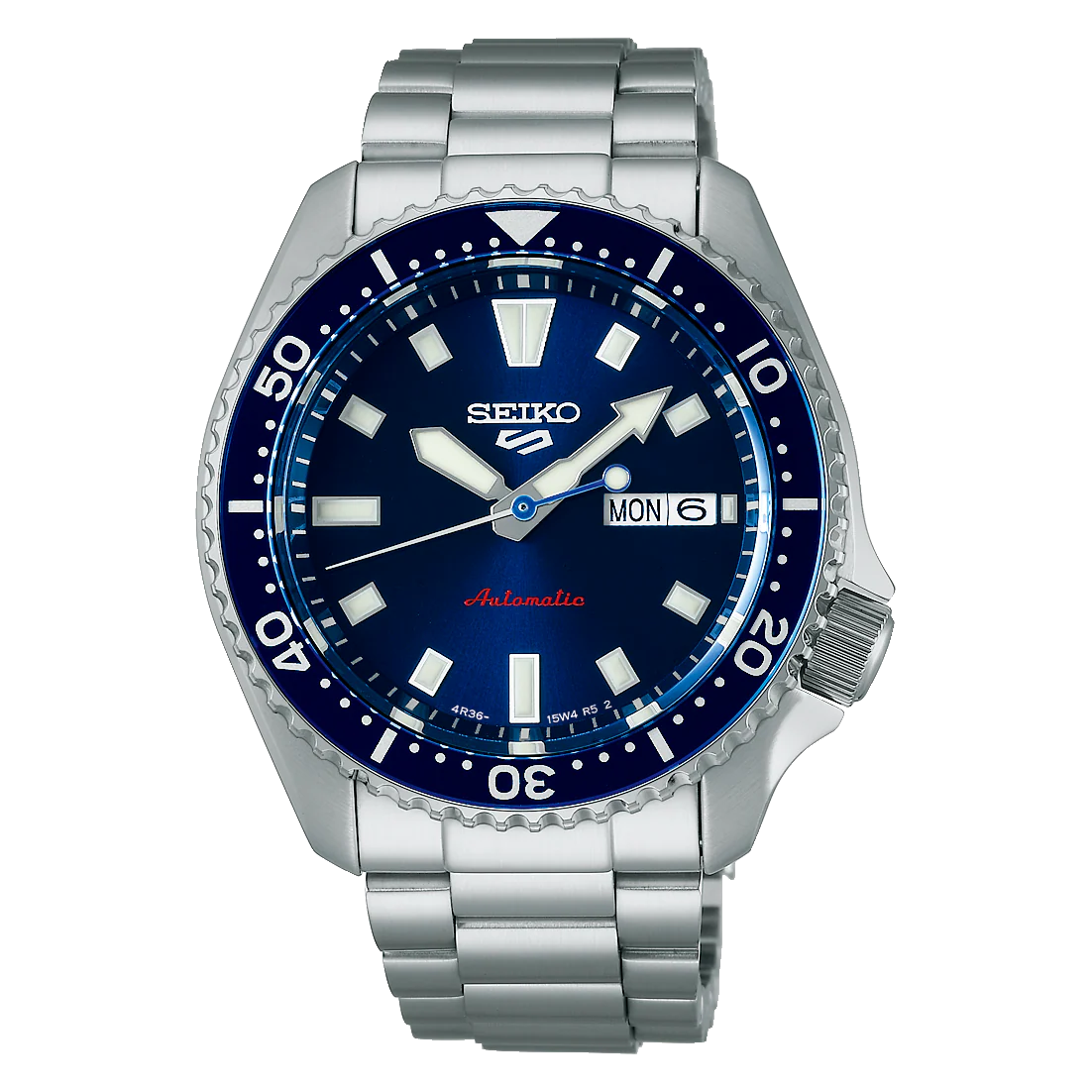 Seiko 5 Sports SKX Automatic Blue Dial Silver Steel Strap Watch for Men - SRPL83K1