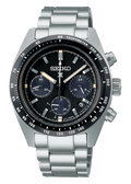 Seiko Prospex Speedtimer Solar Chronograph Black Dial Silver Steel Strap Watch for Men - SSC819