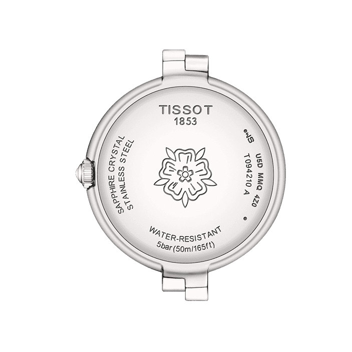 Tissot T-Lady Flamingo Diamonds Mother of Pearl Dial SIlver Steel Strap Watch for Women - T094.210.11.116.02