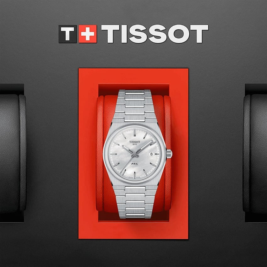 Tissot PRX Quartz Mother of Pearl Dial Silver Steel Strap Watch for Women- T137.210.11.111.00