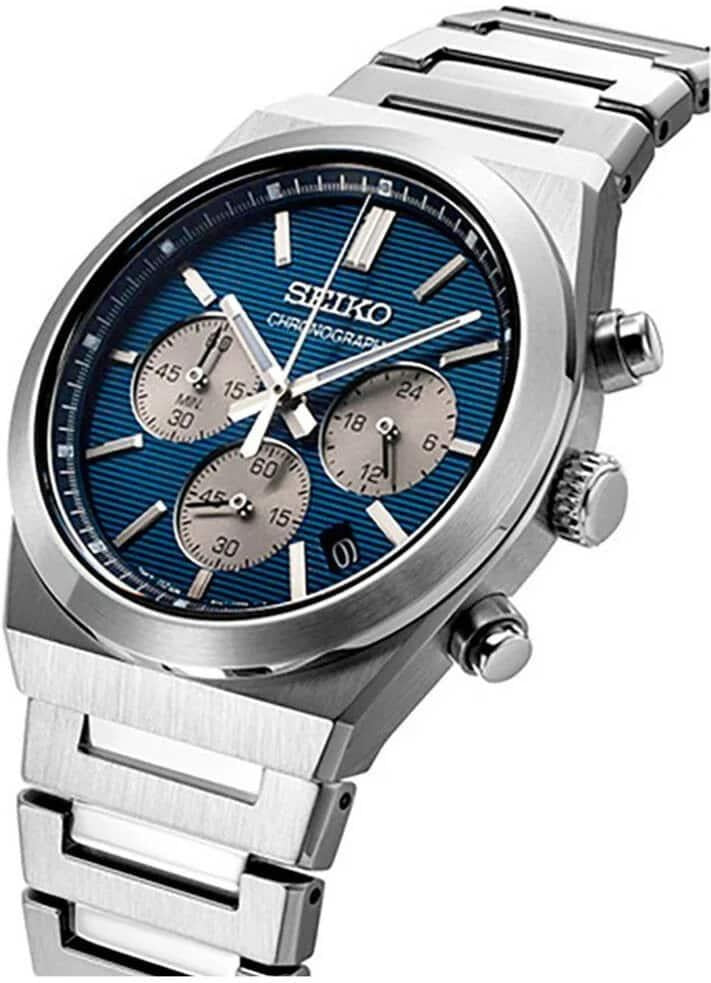 Seiko Conceptual Chronograph Blue Dial Silver Steel Strap Watch for Men- SSB453P1