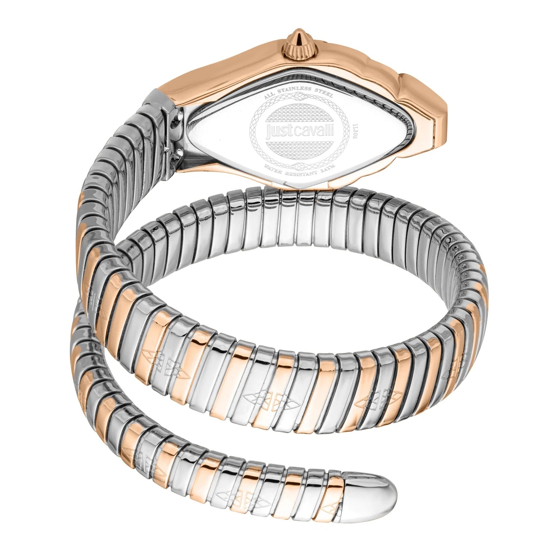 Just Cavalli Glam Evo 4 White Dial Two Tone Steel Strap Watch for Women - JC1L209M0075