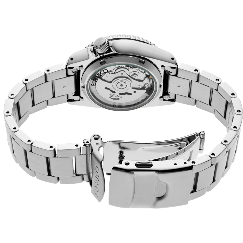 Seiko 5 Sports SKX Street Stonewash Black Dial Silver Steel Strap Watch for Men - SRPL79K1